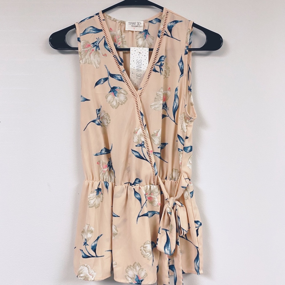 Sienna Sky Floral Wrap Style Sleeveless Top